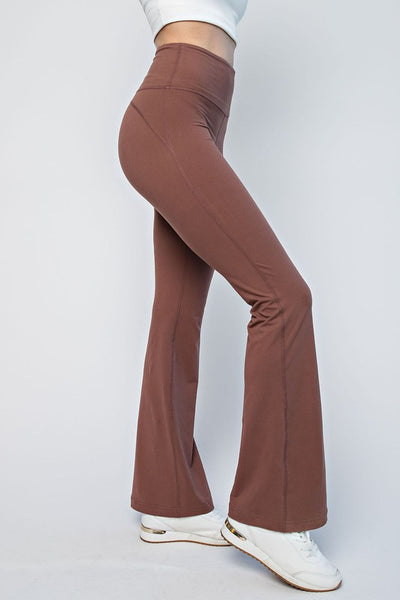 mocha brown broad flare pants for athleisure – Tabadtod Store