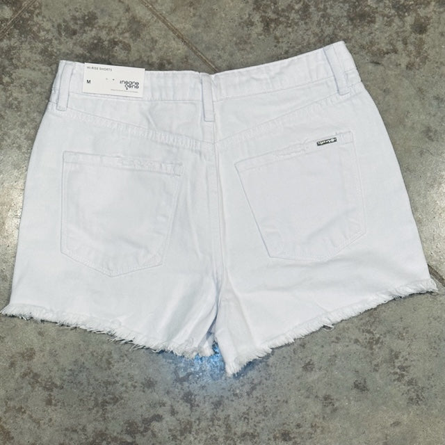 High Waisted Denim Shorts in White