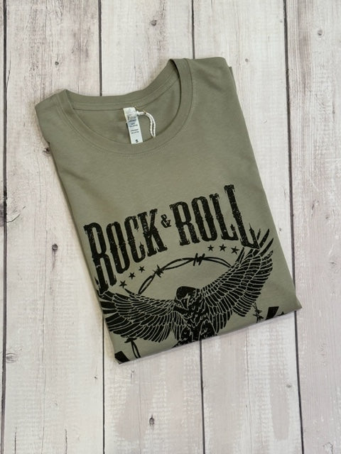 Rock and roll Freedom T-shirt Women's Army Green